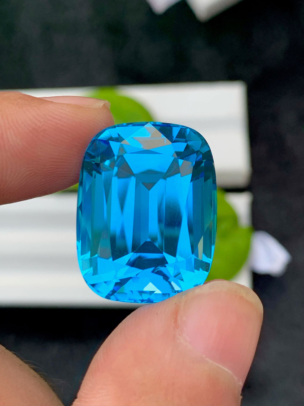 57.25 CT Swiss Blue Topaz Gemstone: Cushion Cut Jewelry Stone