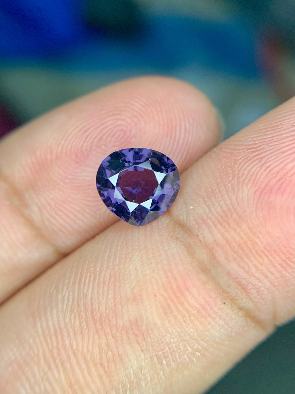 1.65 CT Bluish Purple Spinel Gemstone: Pear Cut, Afghanistan Origin