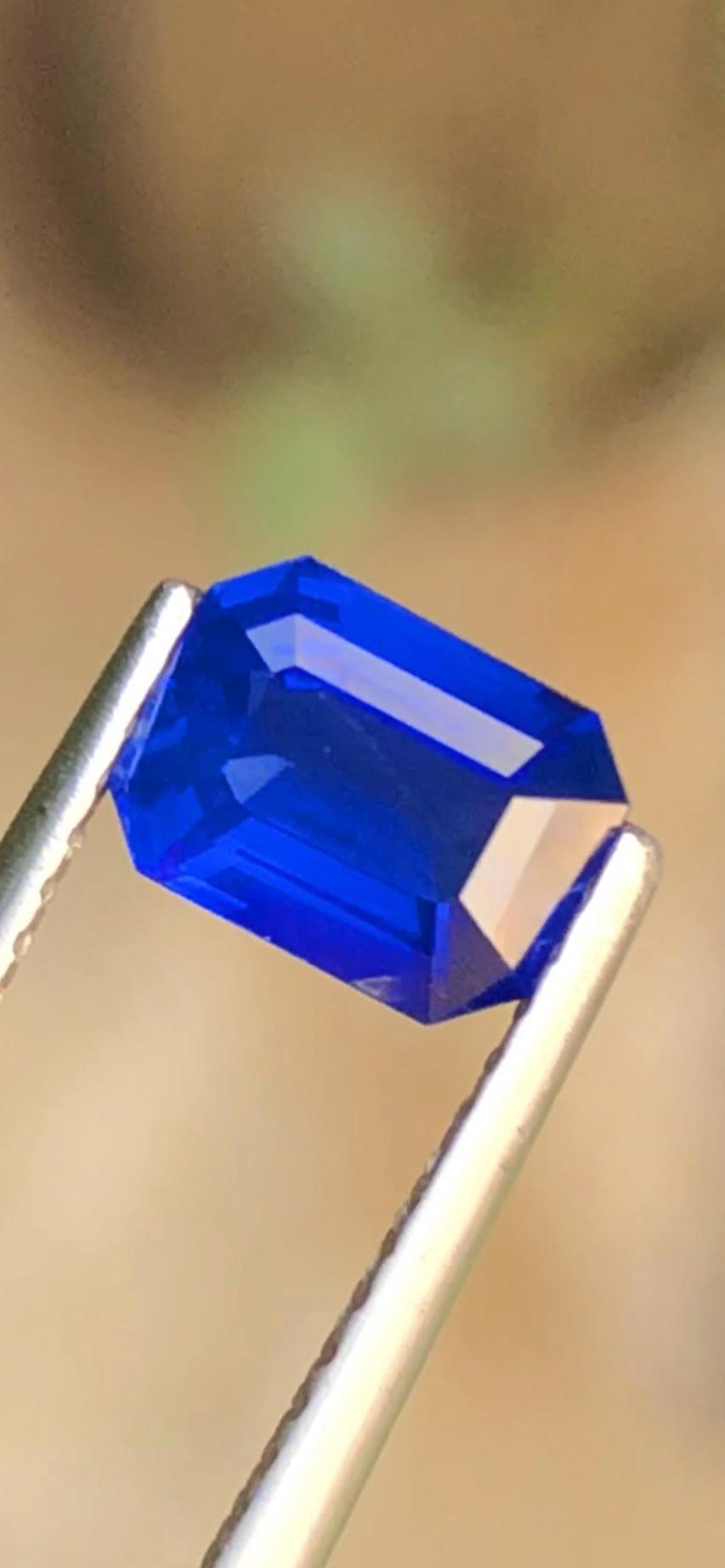 Royal Blue Sapphire 1.20ct Emerald Cut Madagascar – Certified Faceted Gemstone