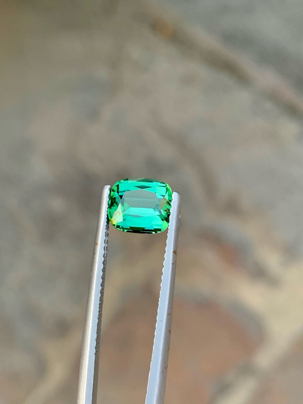 2 CT Bluish Green Tourmaline Gemstone: Cushion Cut, Afghanistan