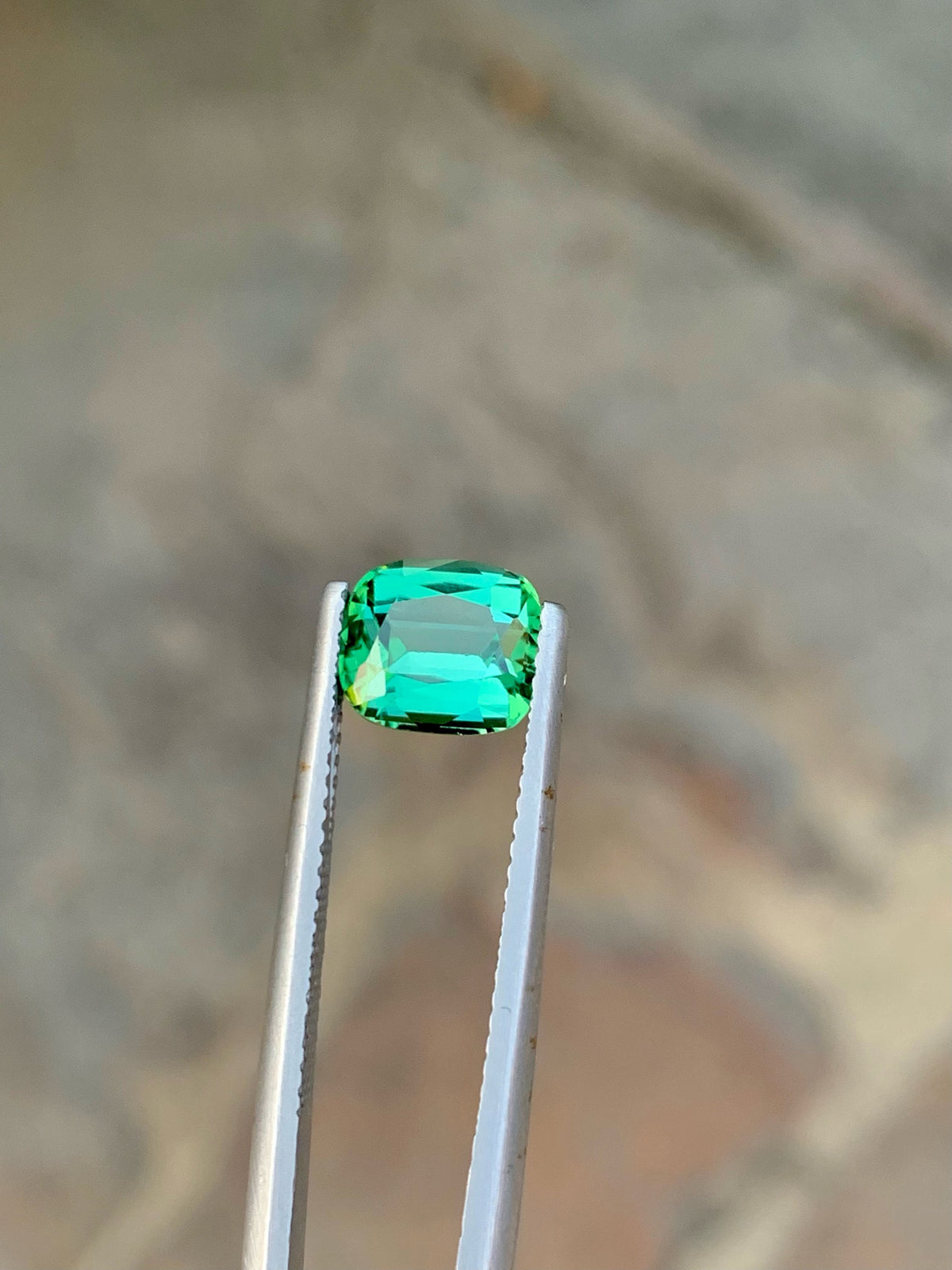 2 CT Bluish Green Tourmaline Gemstone: Cushion Cut, Afghanistan