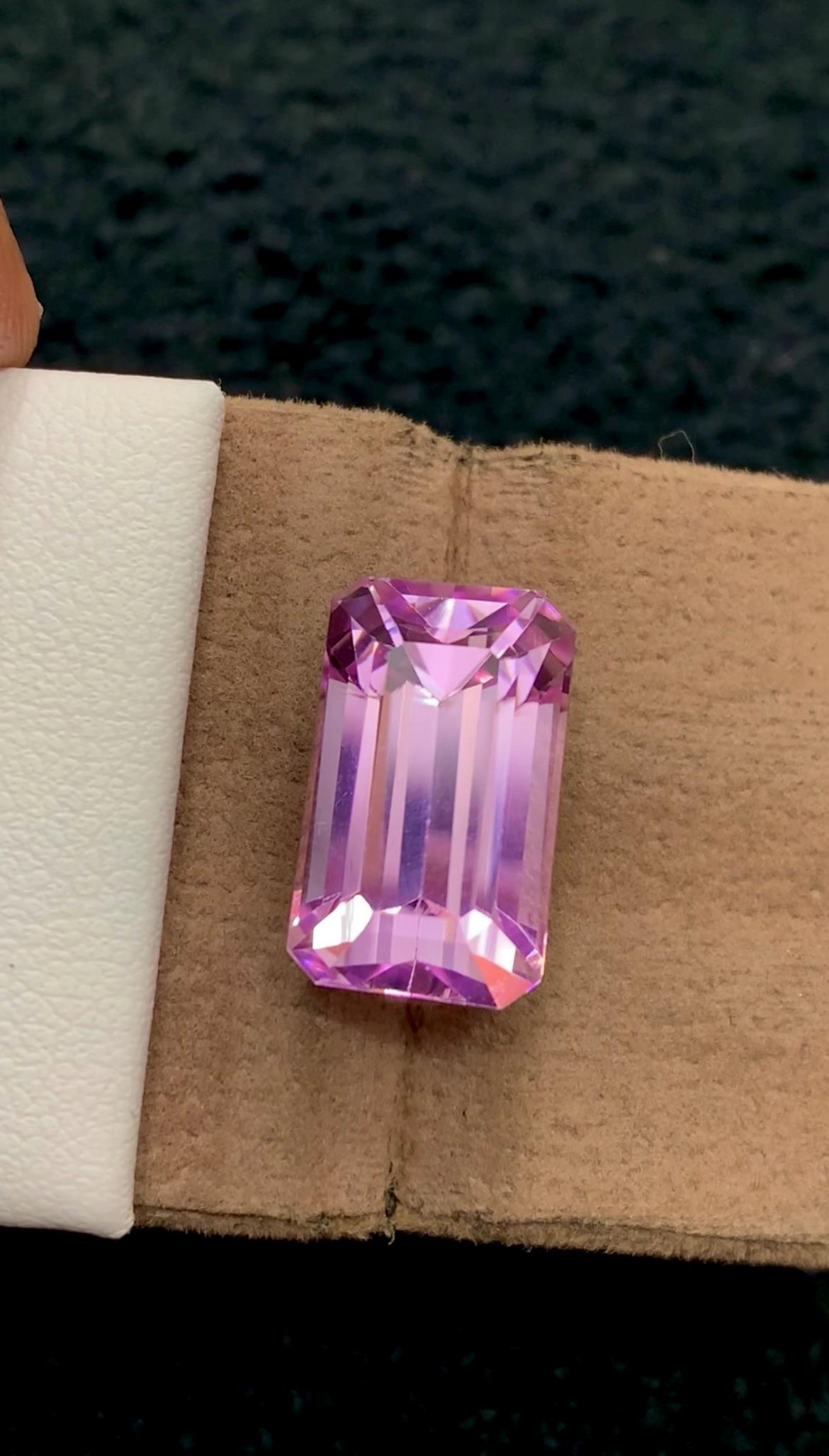 Pink Kunzite 13.80 Carat Emerald Cut Loose Gemstone from Afghanistan