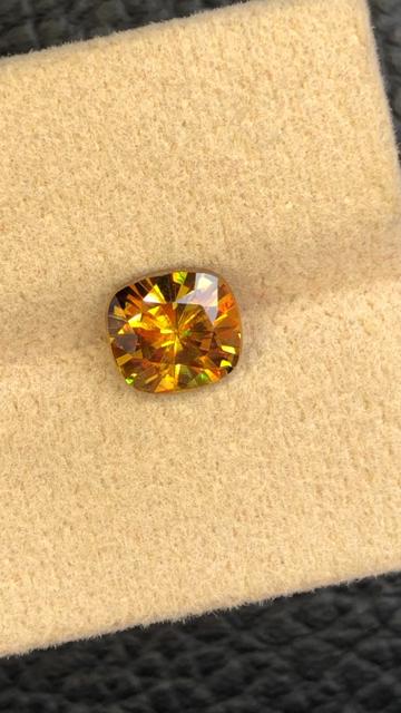 1.55 CT Cushion Cut Sphene Gemstone: AAA Fire Titanite