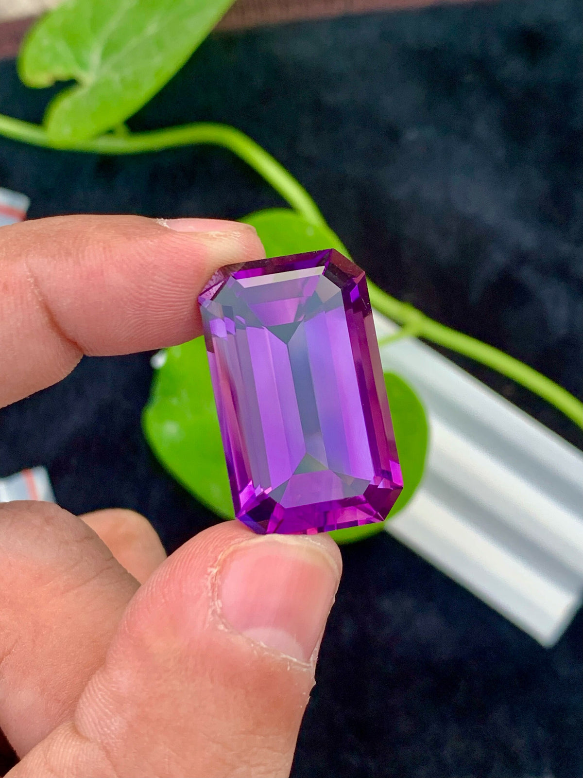 Emerald Cut Amethyst Gemstone: Natural Pinkish Purple Stone, 39.95 CT