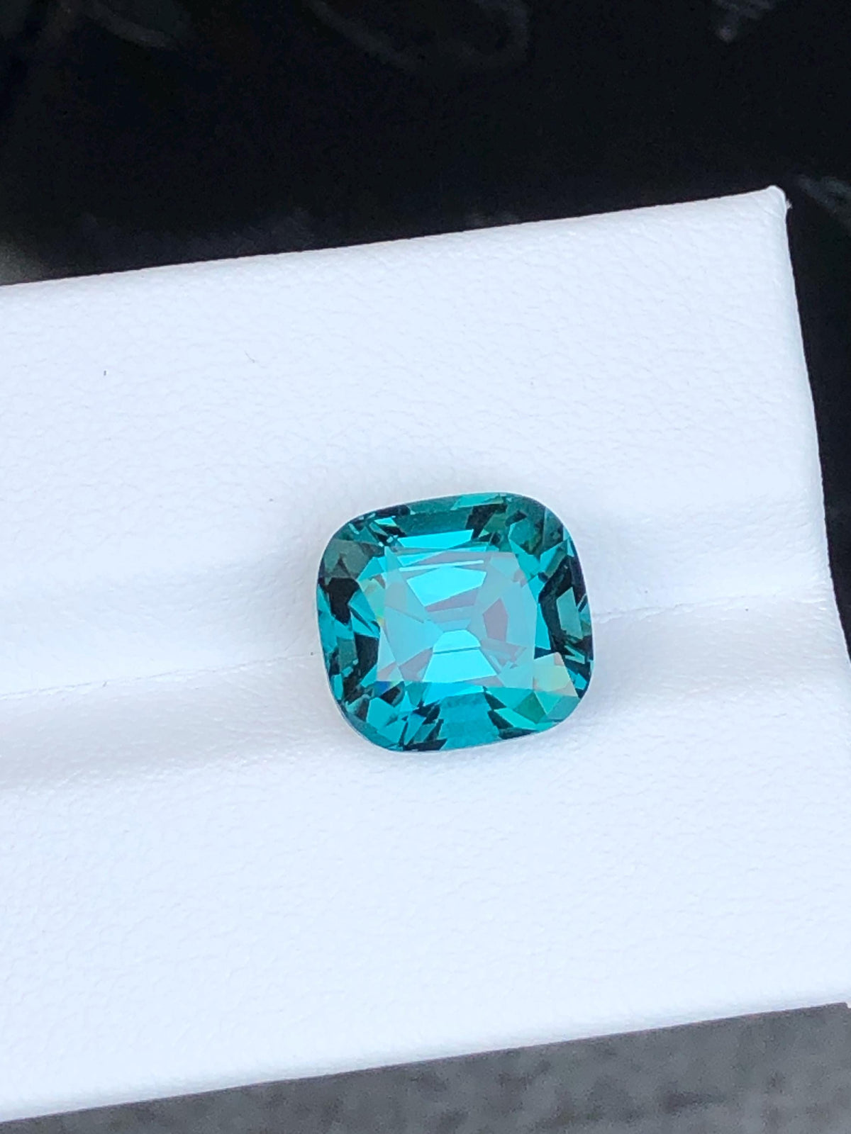 Gem Quality Lagoon Blue Tourmaline Gemstone: Cushion Cut October Birthstone, 6.45 CT