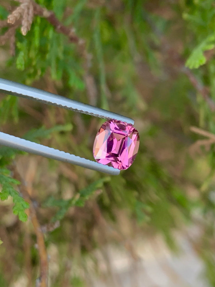 Faceted Pink Tourmaline Stone: 1.90 CT Cushion Cut Gemstone
