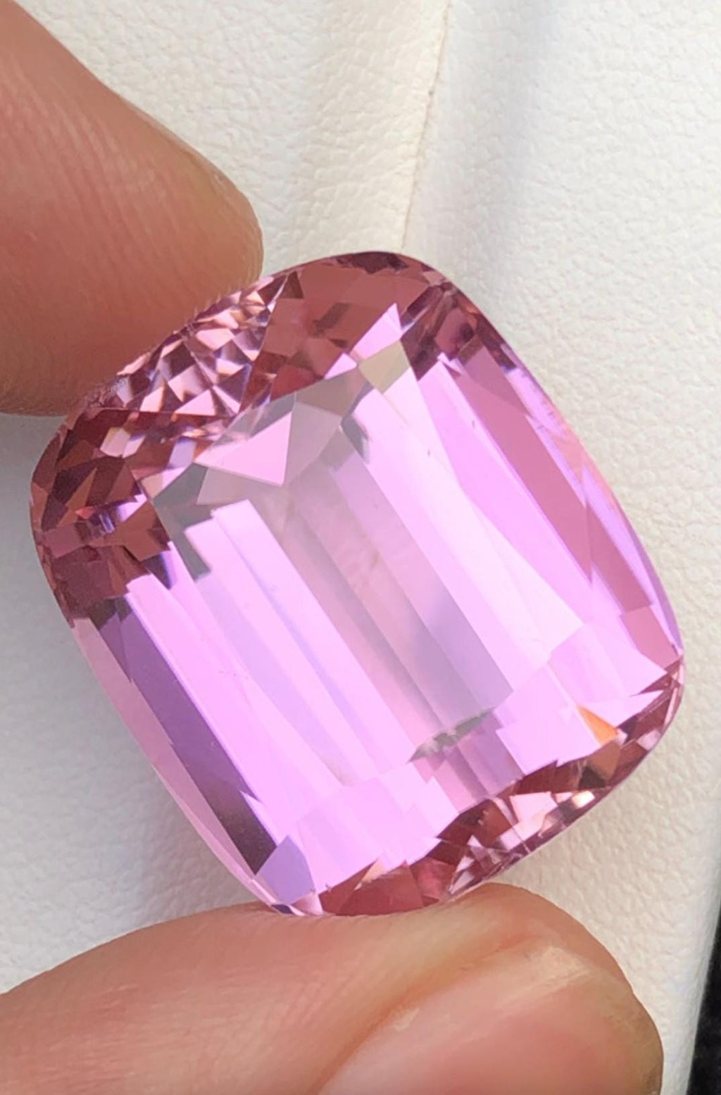 Pink Kunzite Gemstone: 41.70 carat Faceted Cushion Cut from Afghanistan