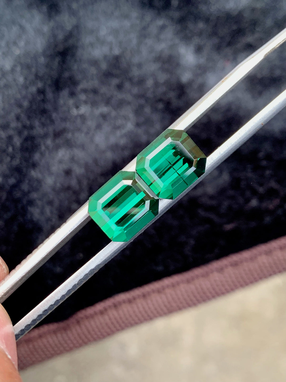 Emerald Cut Forest Green Tourmaline Pair: 8.80 CT Afghanistan Gemstones