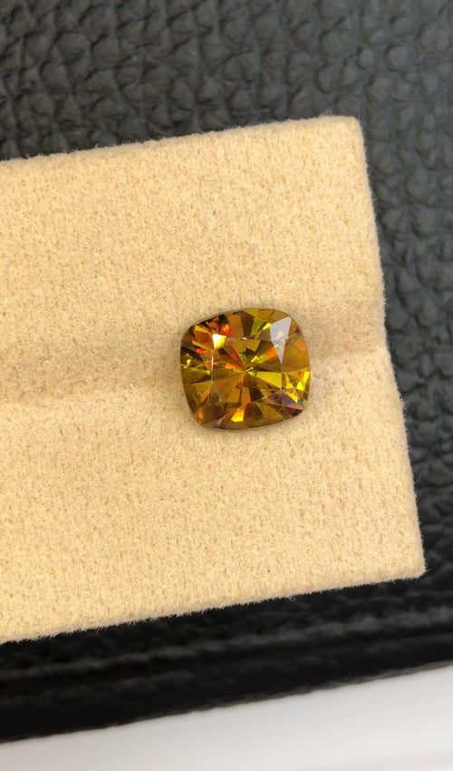 2.60 CT Cushion Cut Sphene Gemstone: Himalayan Fire Titanite