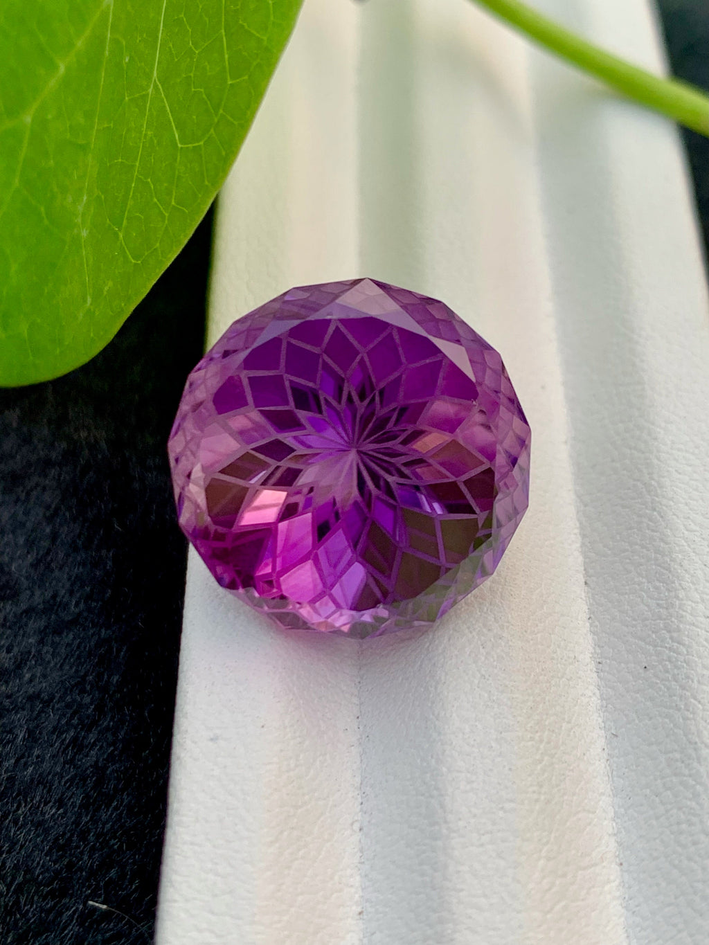 Purple Pink Amethyst Gemstone: Precision Flower Cut, Loupe Clean, 30.95 CT