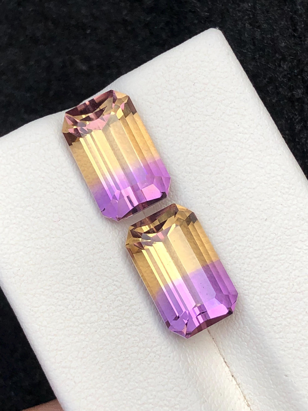 Ametrine 9.30ct - Emerald Cut Bi Color Pair - Brazil
