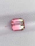 Bi-Color Tourmaline Gemstone: 0.75 CT Faceted Emerald Cut Stone
