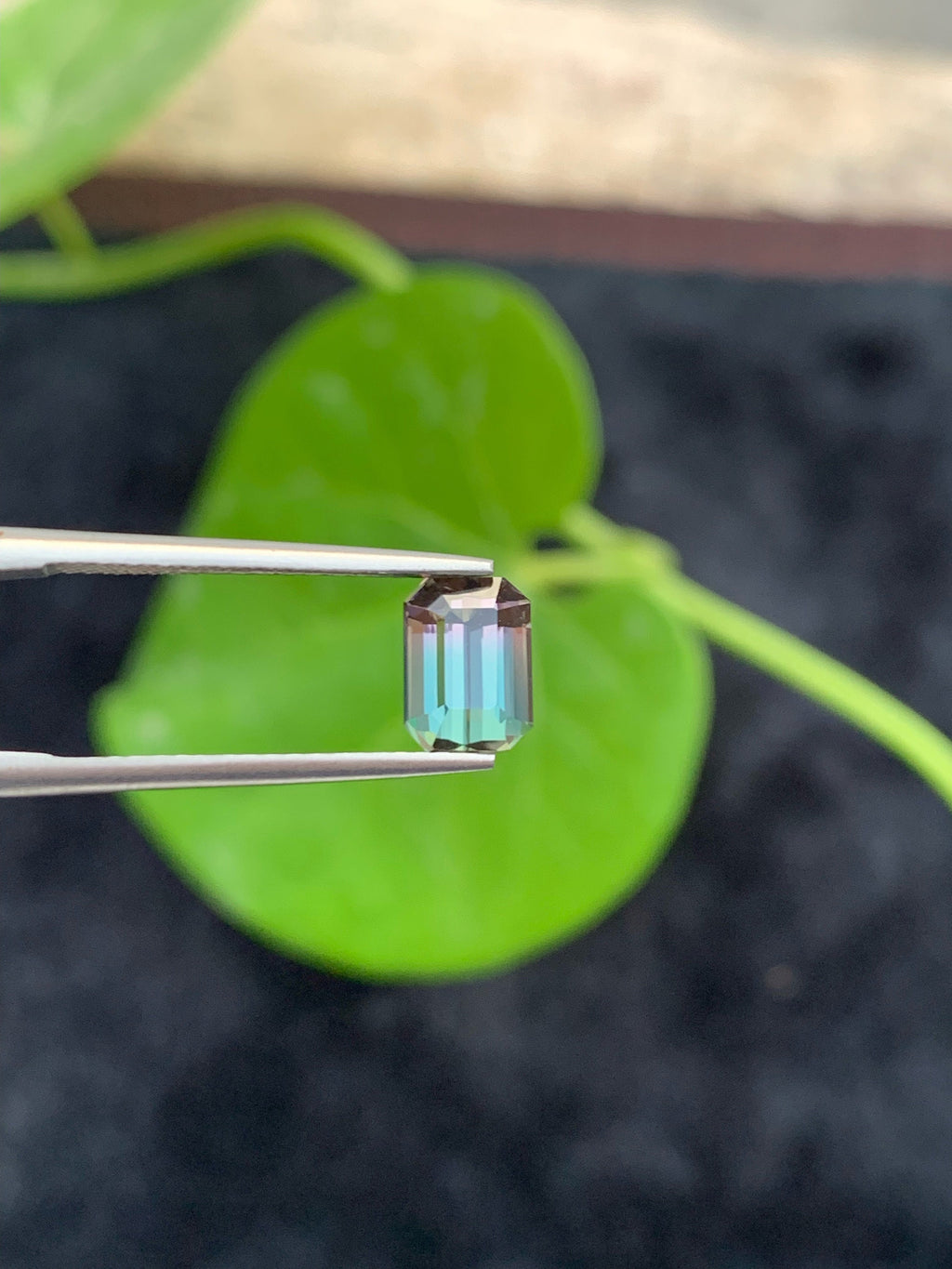 Bi-Color Tourmaline Loose Gemstone: Emerald Cut, 1.40 CT
