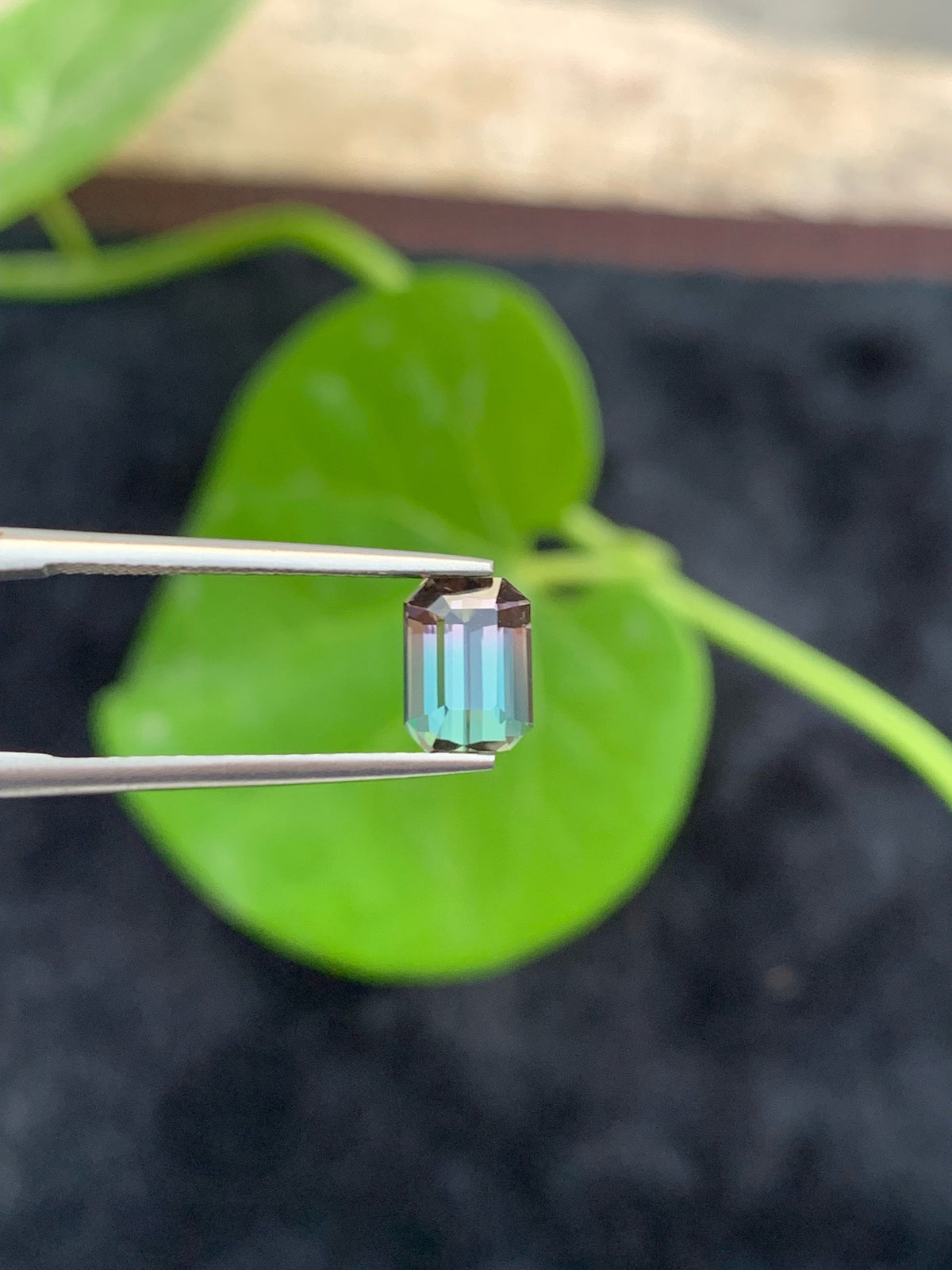 Bi-Color Tourmaline Loose Gemstone: Emerald Cut, 1.40 CT
