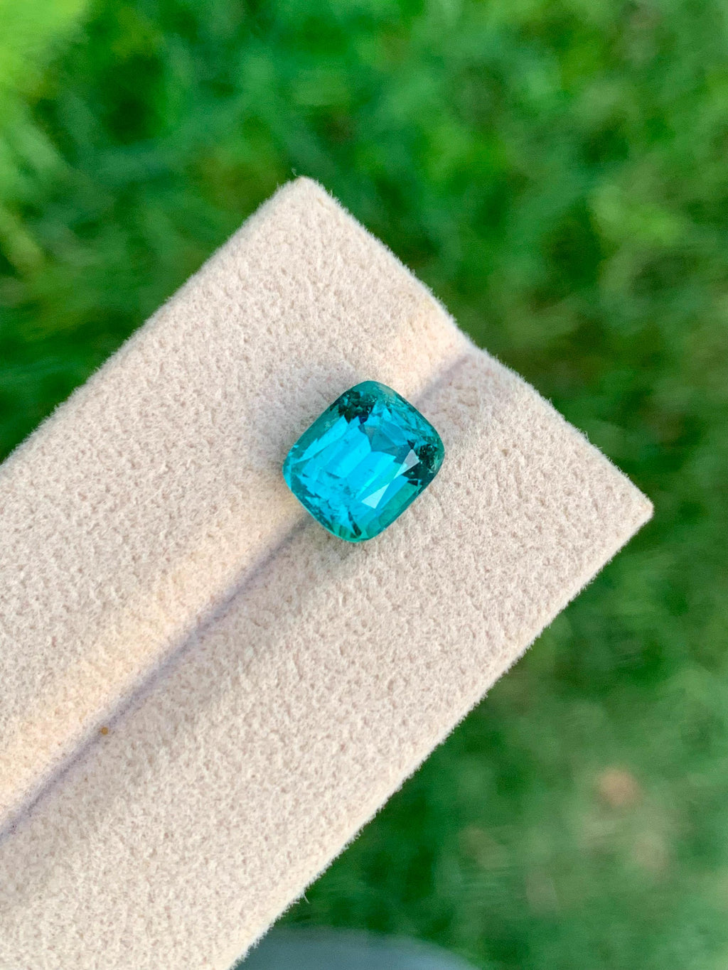 Lagoon Blue Tourmaline Gemstone: Cushion Cut October Birthstone, 3.95 CT