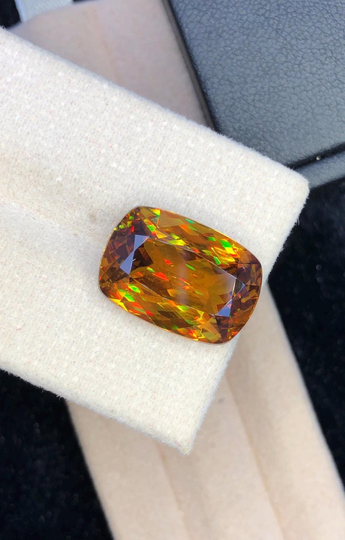 11.75 CT Cushion Cut Sphene Gemstone: Rare Trichroic Titanite, Zagi Mine