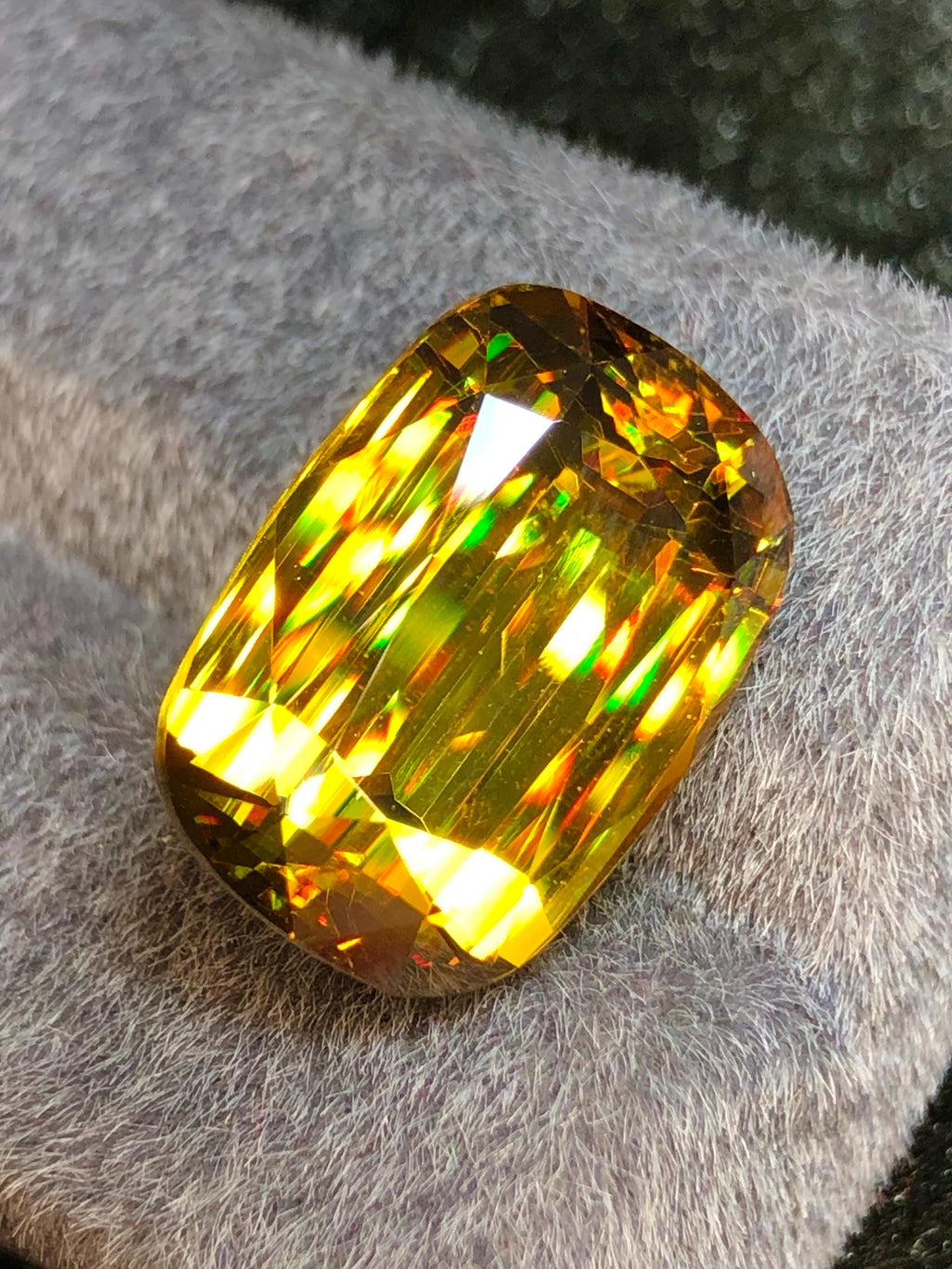 Cushion Cut Sphene Gemstone: Greenish Yellow Titanite, August Birthstone