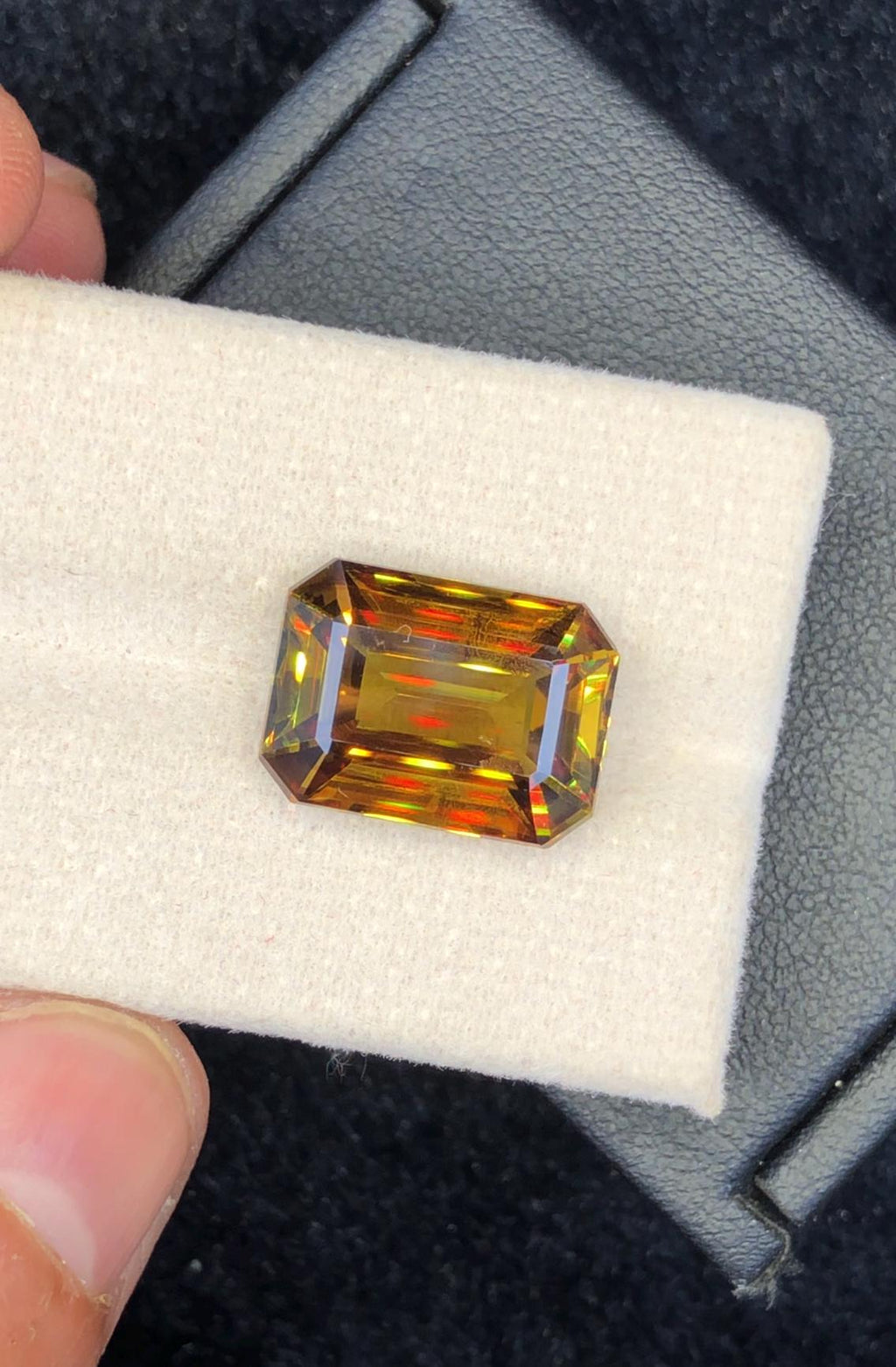 11.60 CT Full Fire Sphene Loose Gemstone: Cushion Cut Titanite Stone