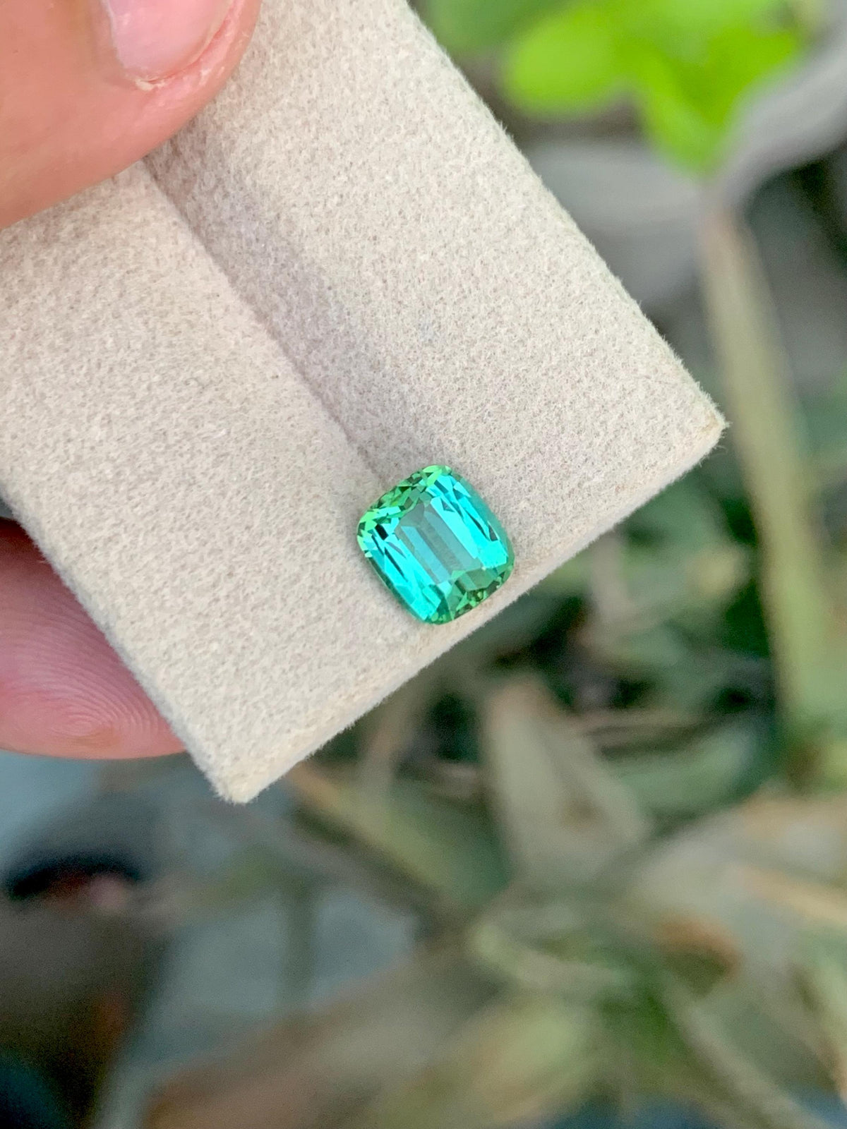 1.90 CT Natural Blue Green Tourmaline Gemstone: Cushion Cut Ring Stone