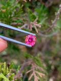Faceted Deep Pink Tourmaline Stone: 1.35 CT Cushion Cut