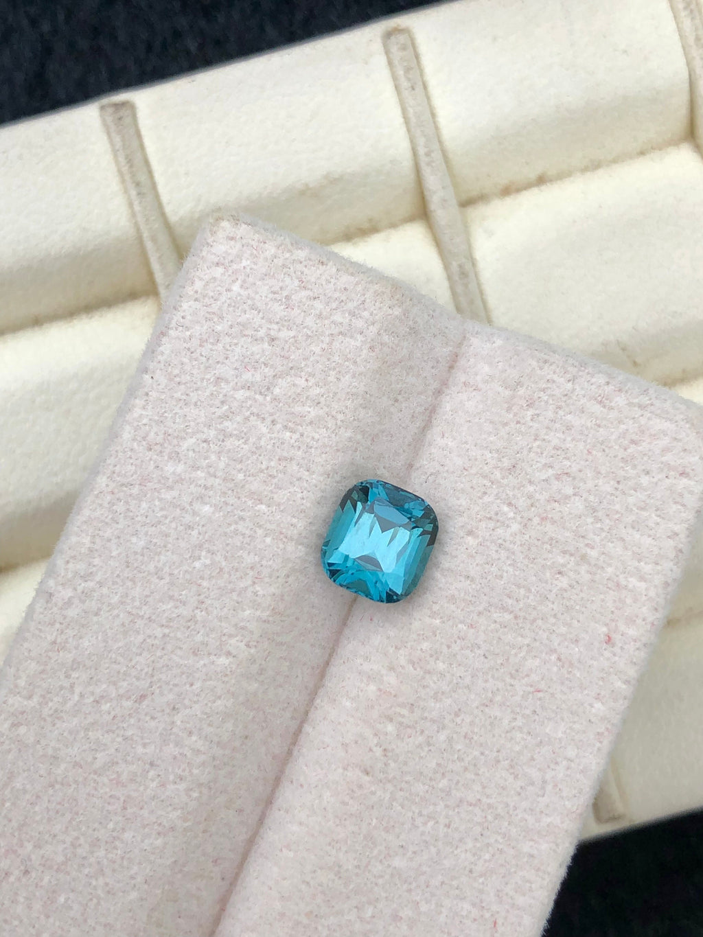 Ink Blue Lagoon Tourmaline Stone: 1.15 CT Faceted Cushion Gemstone