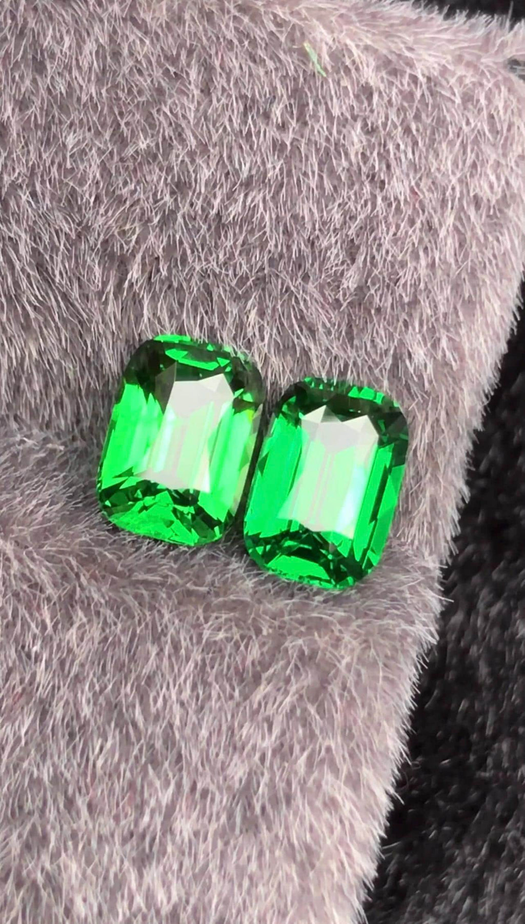 Tsavorite Garnet Pair 2.04ct Cushion Cut Green Gemstones Tanzania Certified Matching Set