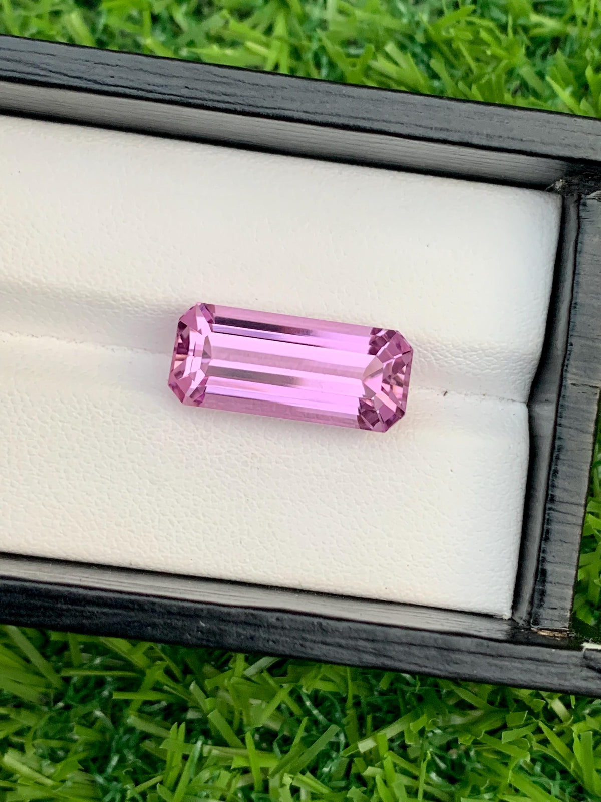 Emerald Cut Pink Kunzite Gemstone: 13.30 Carat, Afghanistan