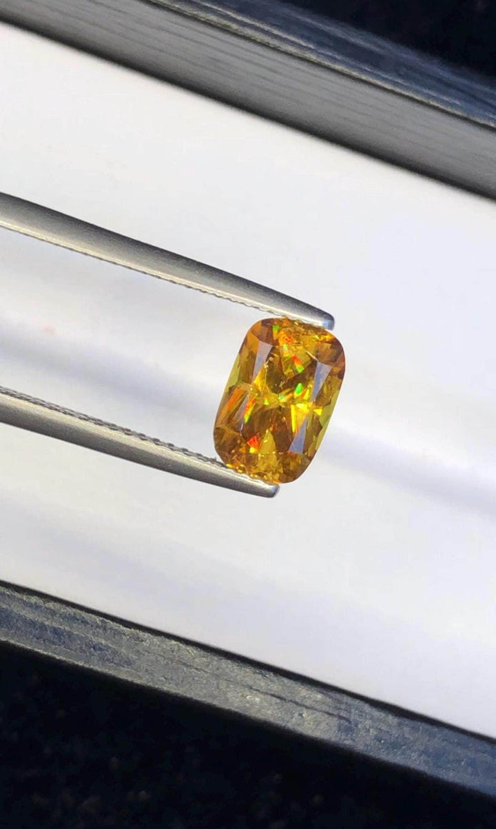 Natural Sphene Gemstone: 2.15 ct Greenish Yellow Cushion Cut