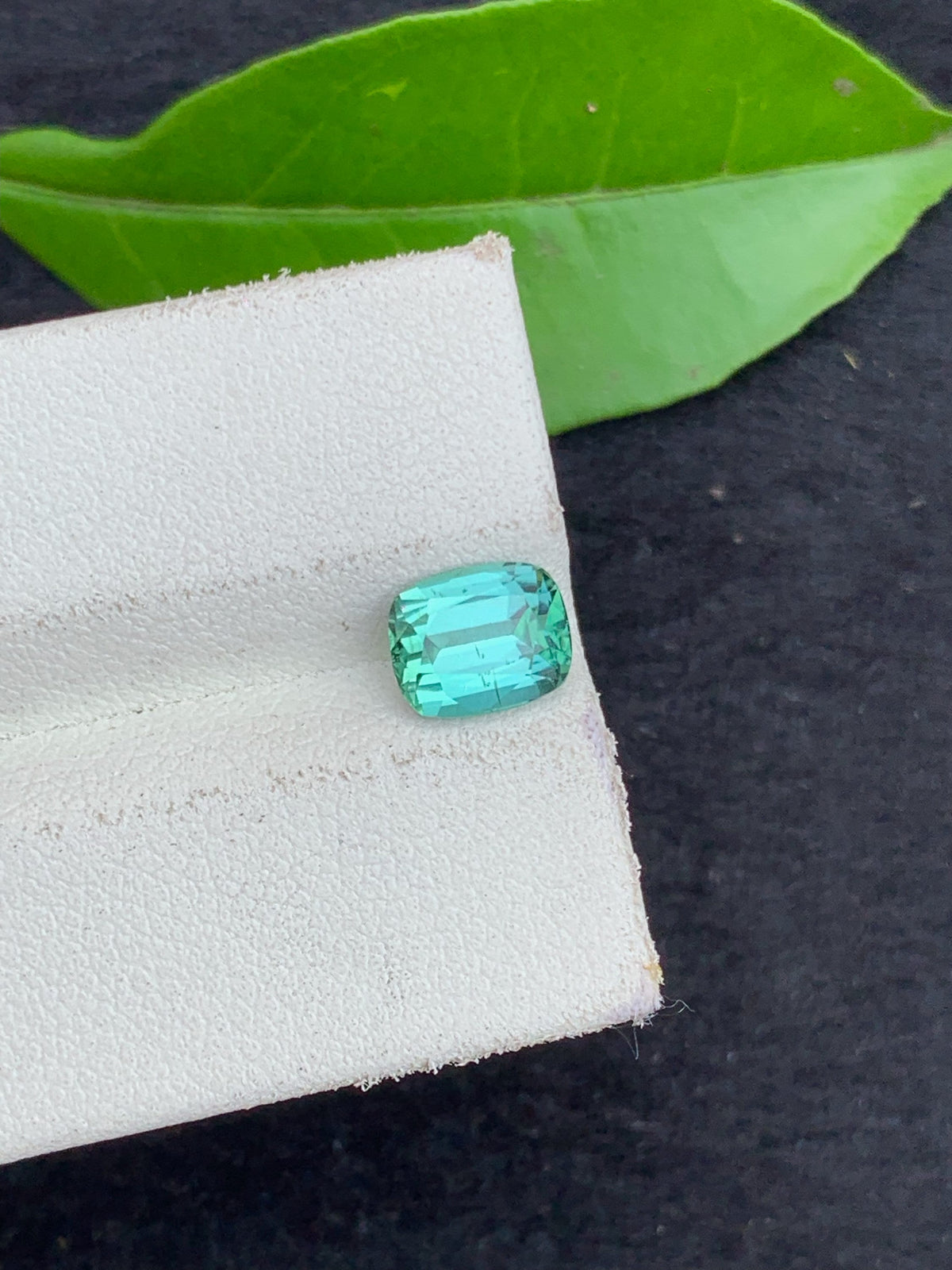 Cushion Cut Bluish Green Tourmaline Gemstone (7x6x4.5mm)