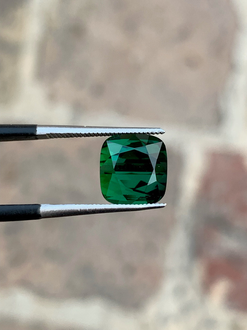 Bottle Green Tourmaline: 3.85 CTS Cushion Cut Gemstone, Afghanistan Origin