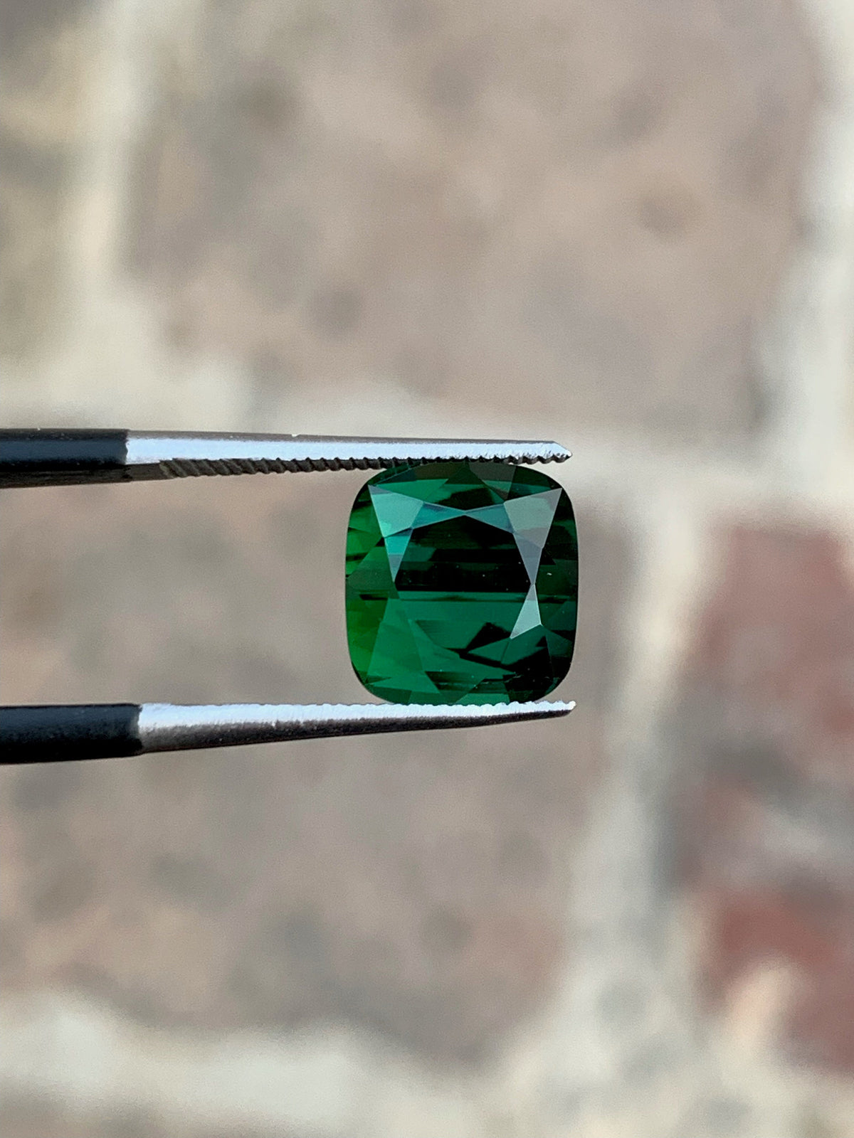 Bottle Green Tourmaline: 3.85 CTS Cushion Cut Gemstone, Afghanistan Origin