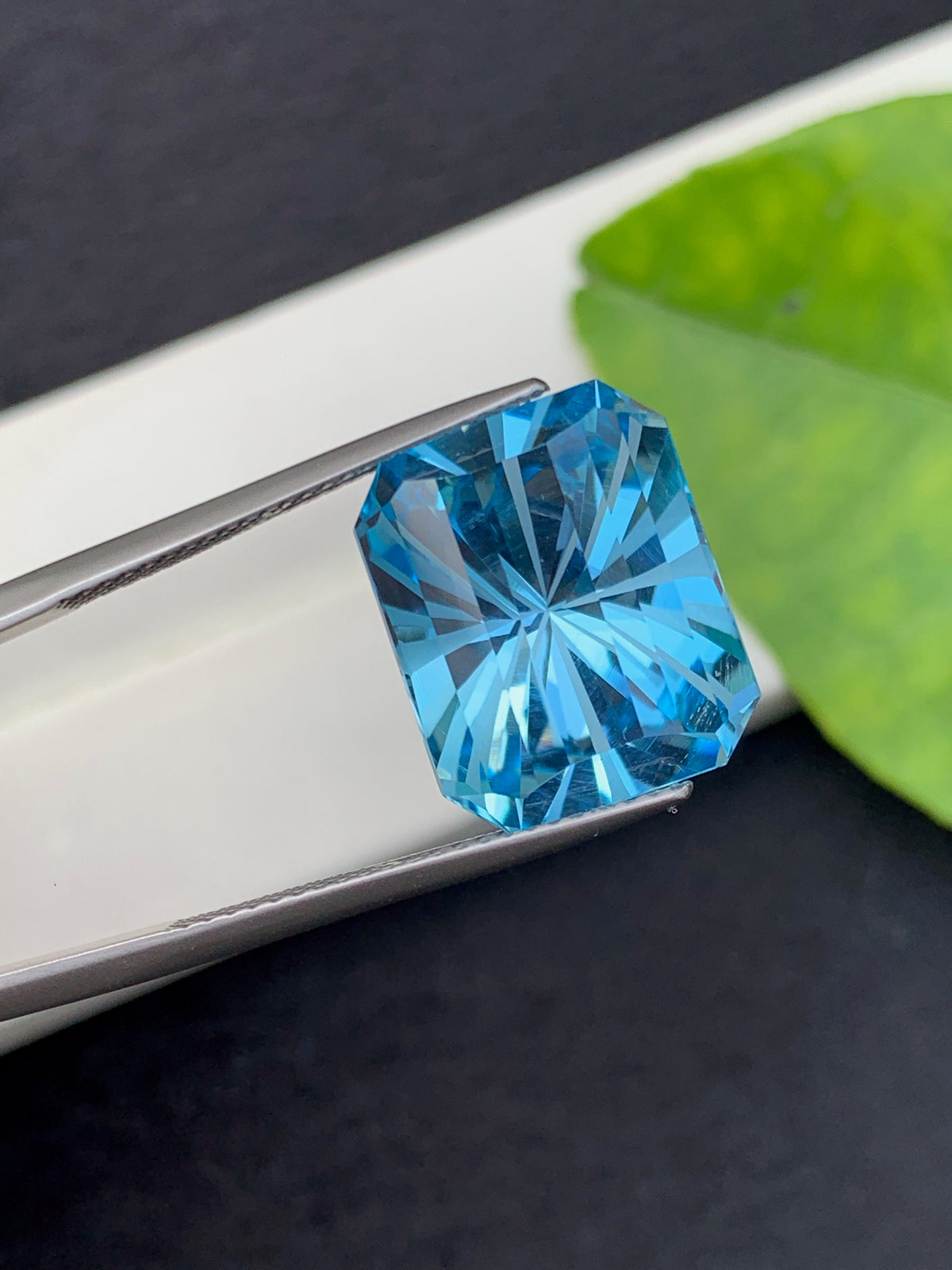 Swiss Blue Topaz Gemstone: 16.50 CT Emerald Cut, December Birthstone