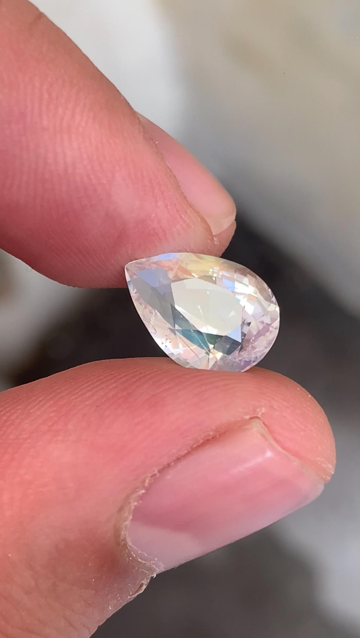 Rainbow Moonstone Pear Cabochon: Faceted Gemstone, 4.25 CT, Madagascar Origin