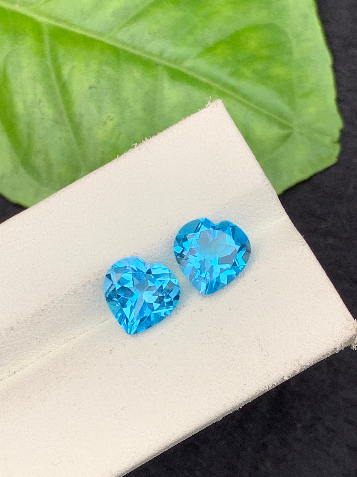 Swiss Blue Heart Shape Topaz Pair, Natural Topaz Cut Stones, 6.50 carat