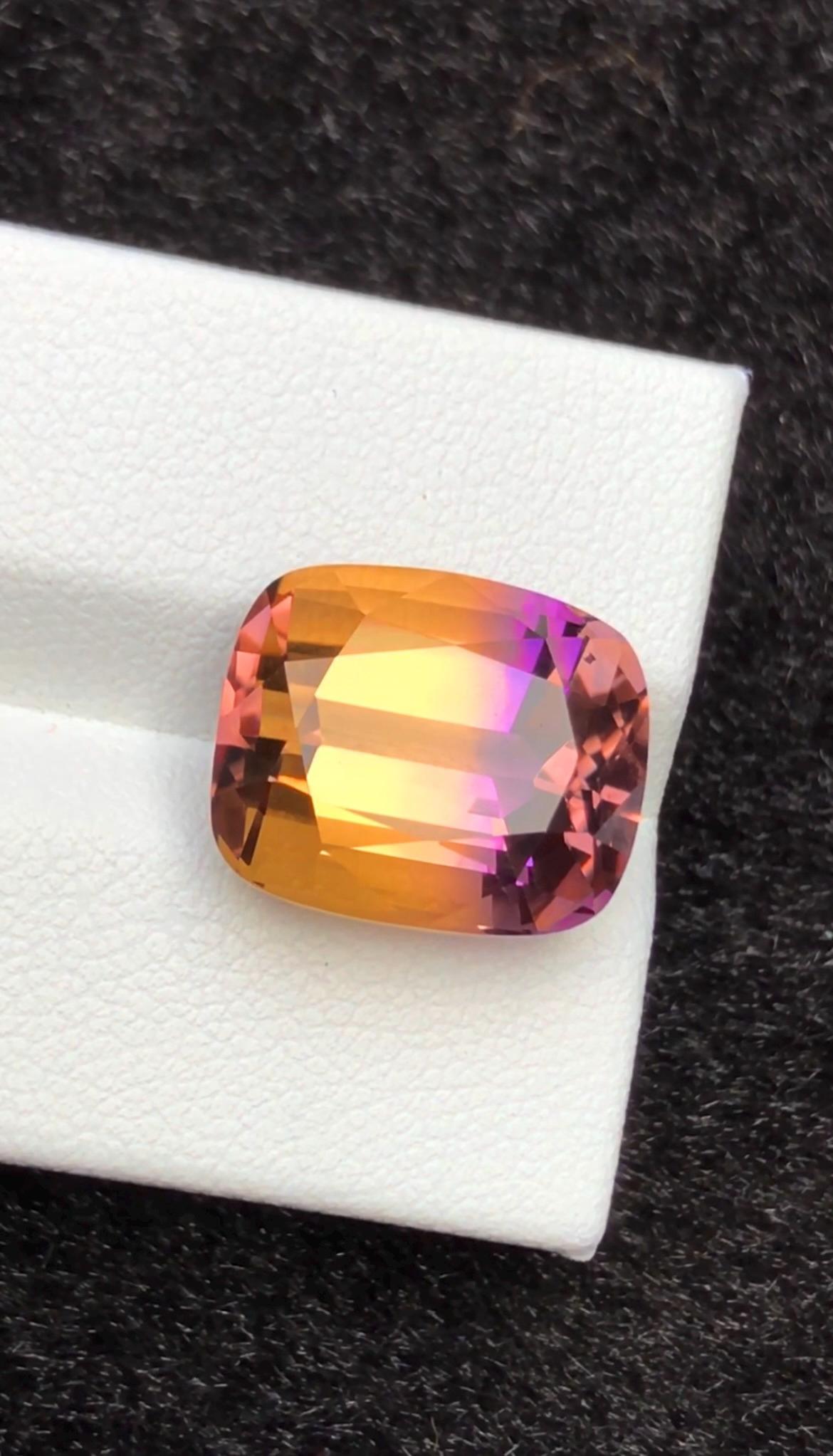 Bi-Color Ametrine 11.58 ct Cushion Cut – Gemstone from Brazil