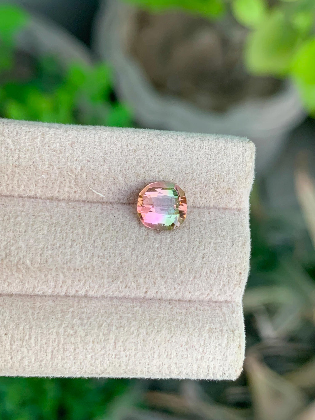 1.10 CT Bi-Color Tourmaline Gemstone: Oval Faceted Pink/Green