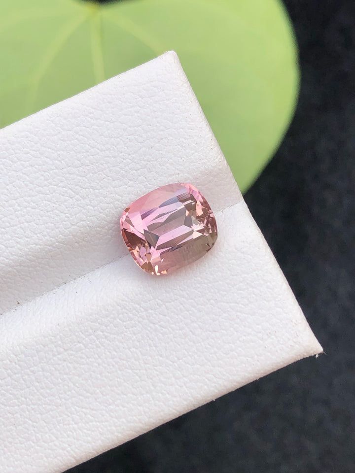 Natural Light Pink Tourmaline Gemstone: 3 CT Cushion Cut Stone