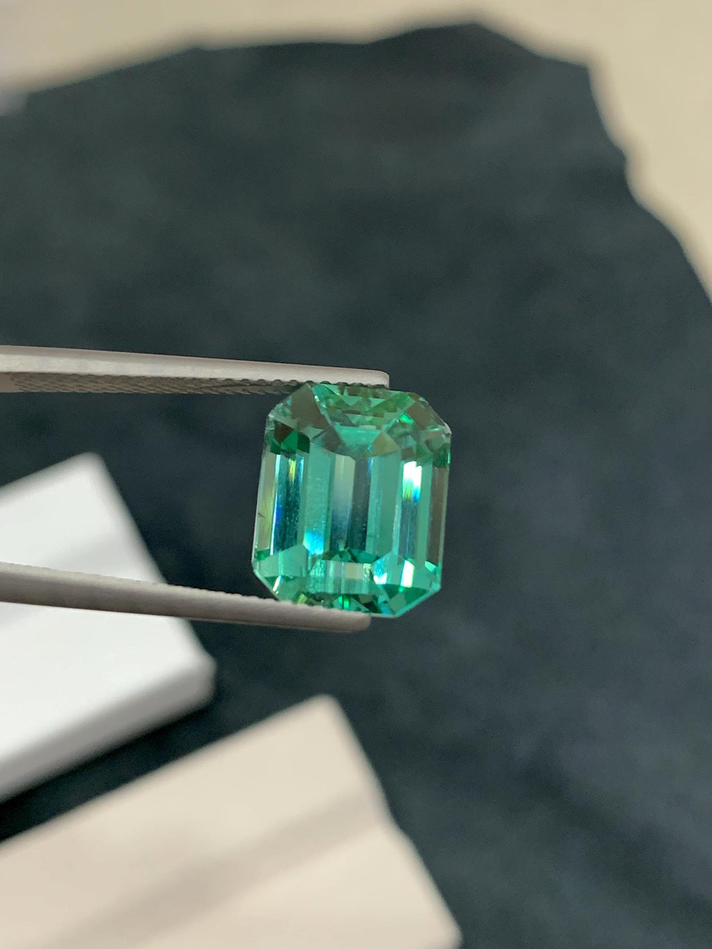 Hiddenite Carat Octagonal Emerald Cut 8.75 Green Kunzite from Afghanistan.