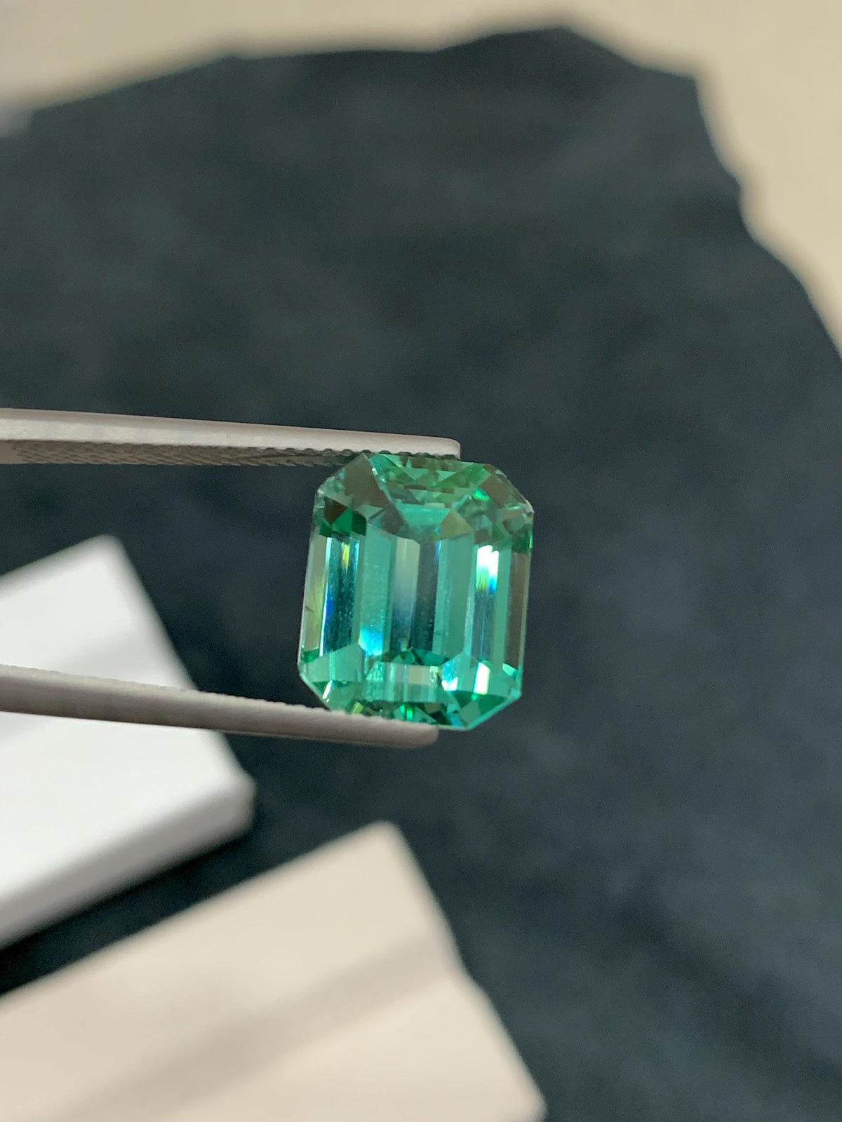 Hiddenite Carat Octagonal Emerald Cut 8.75 Green Kunzite from Afghanistan.