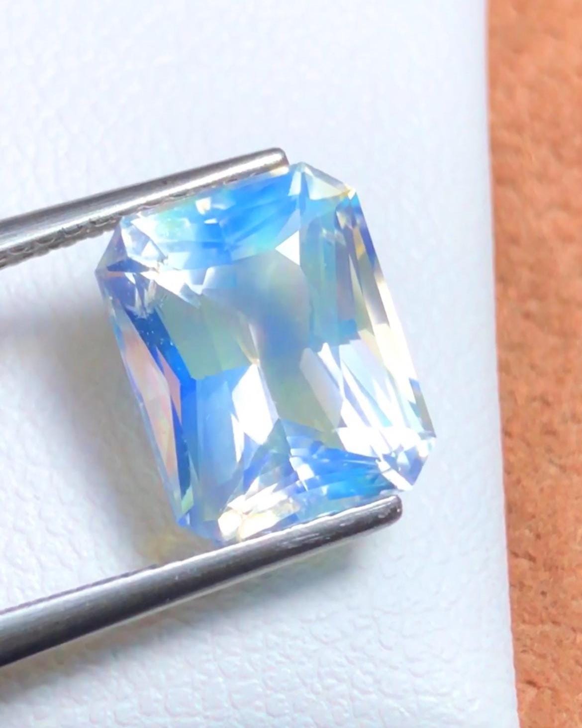 Rainbow Moonstone 3.65ct Octagonal Radiant Scissor Cut – Madagascar
