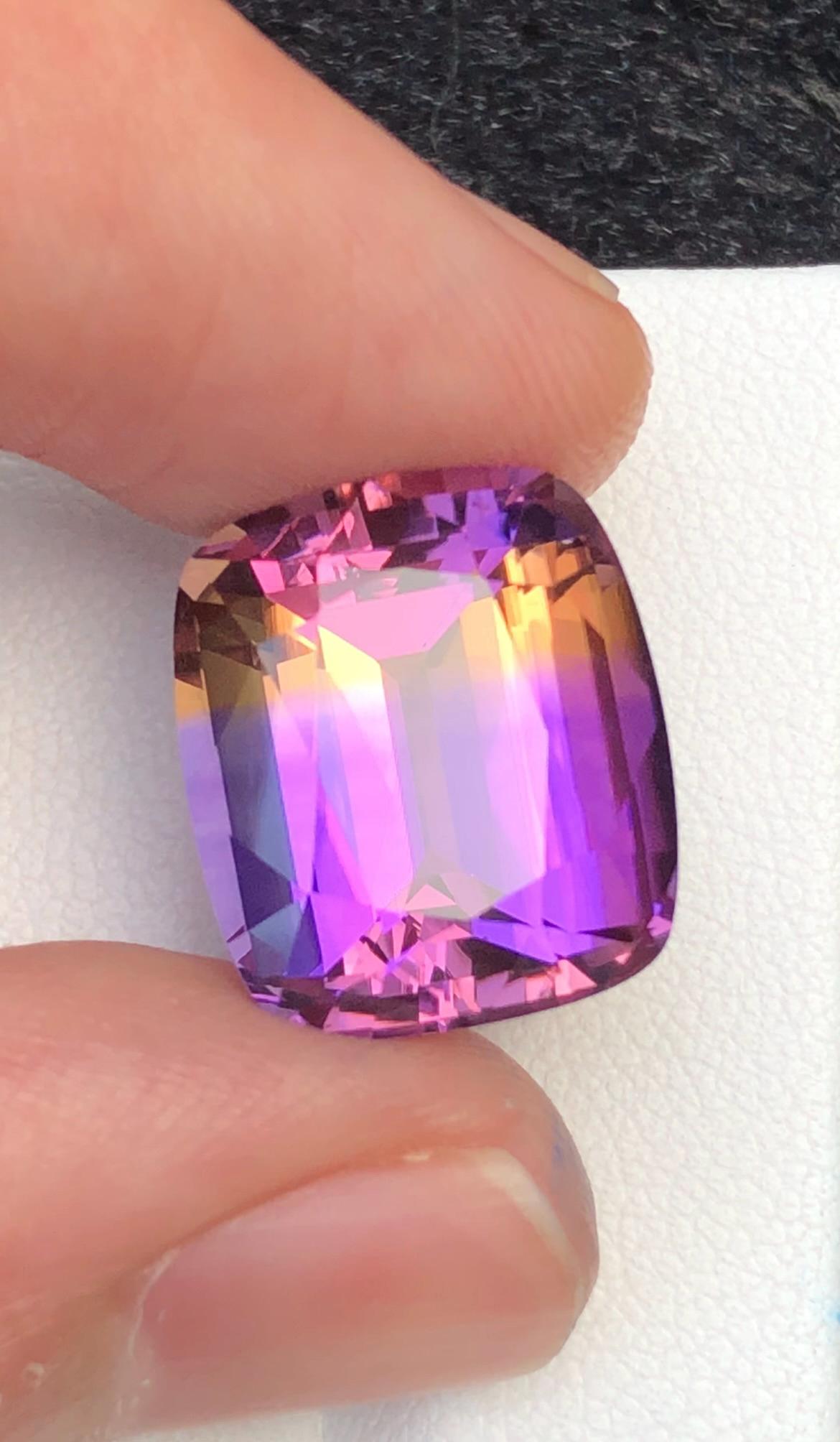 Bi-Color Ametrine 13 Ct Cushion Cut – Gemstone from Brazil