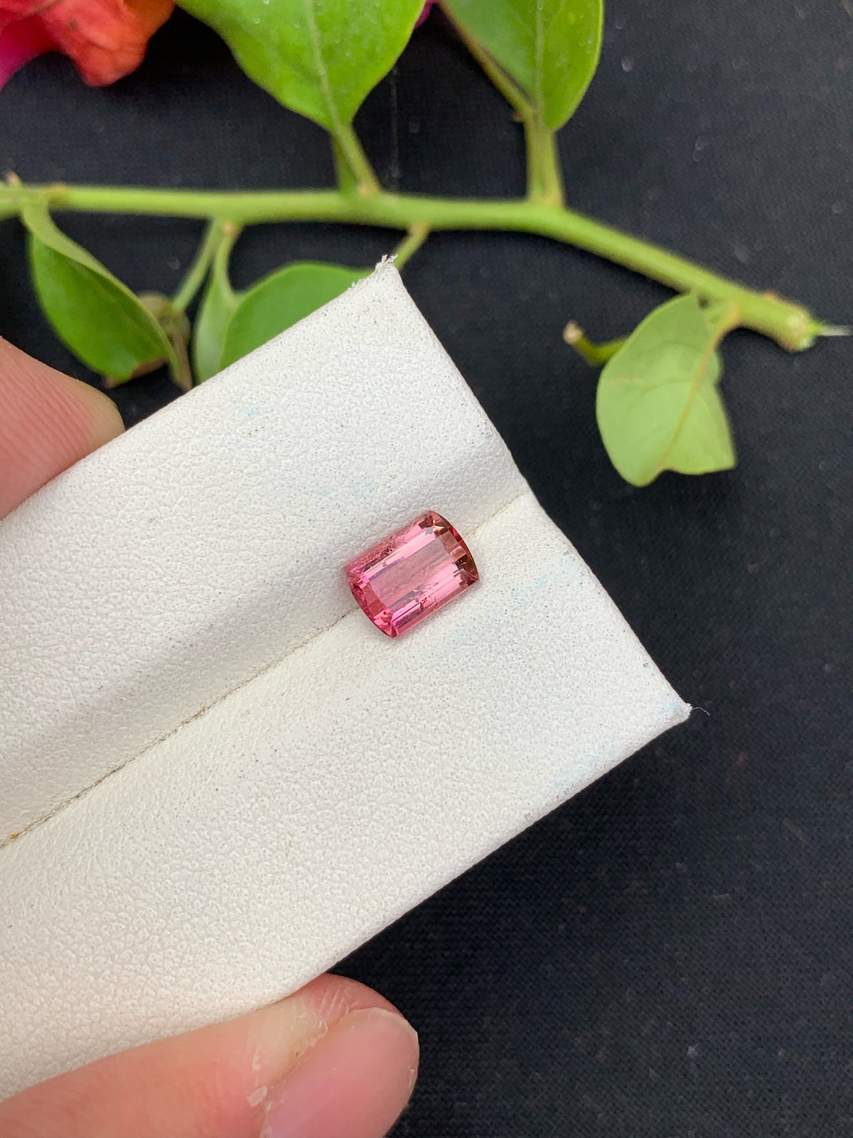Pink Tourmaline Gemstone: Emerald Cut, Loose Stone, 1.35 CTS