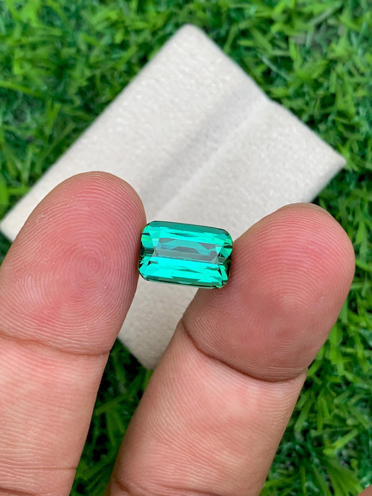 Bluish Green Tourmaline Gemstone: 3.40 CT Cushion Cut, Afghanistan Origin