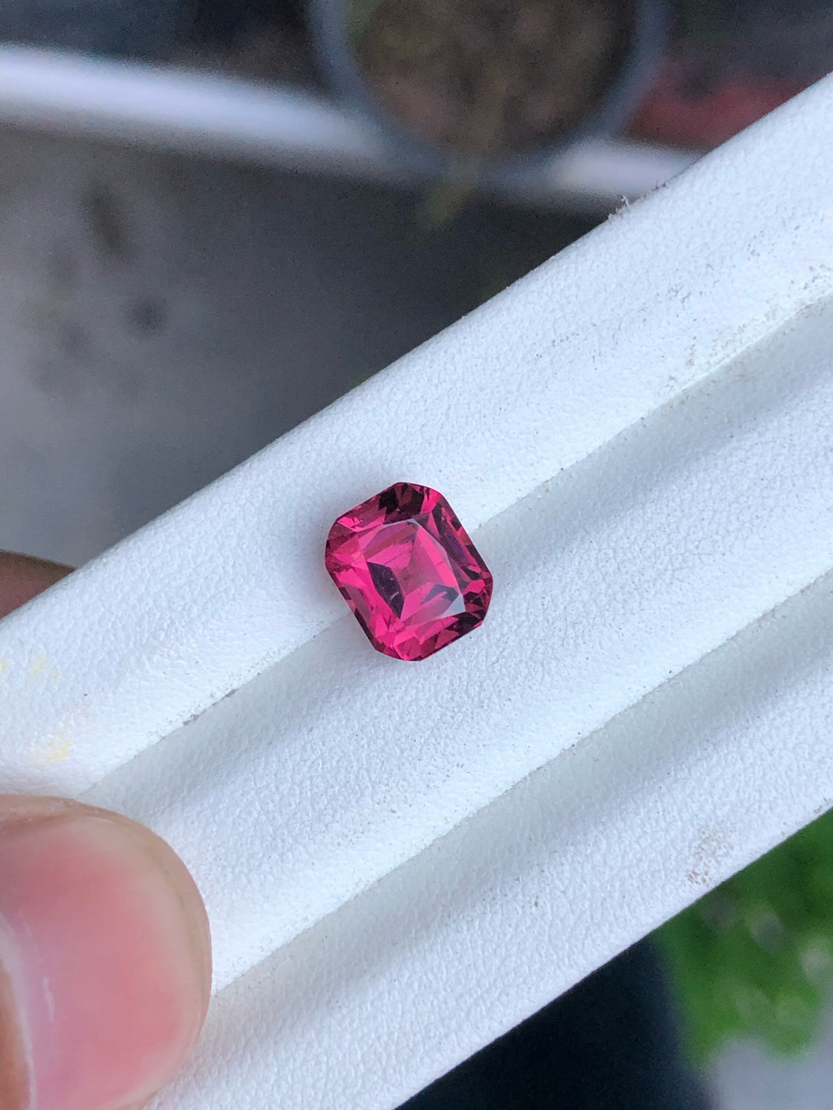 Deep Pink Tourmaline Gemstone: 3.55 Carat Emerald Cut, October Birthstone