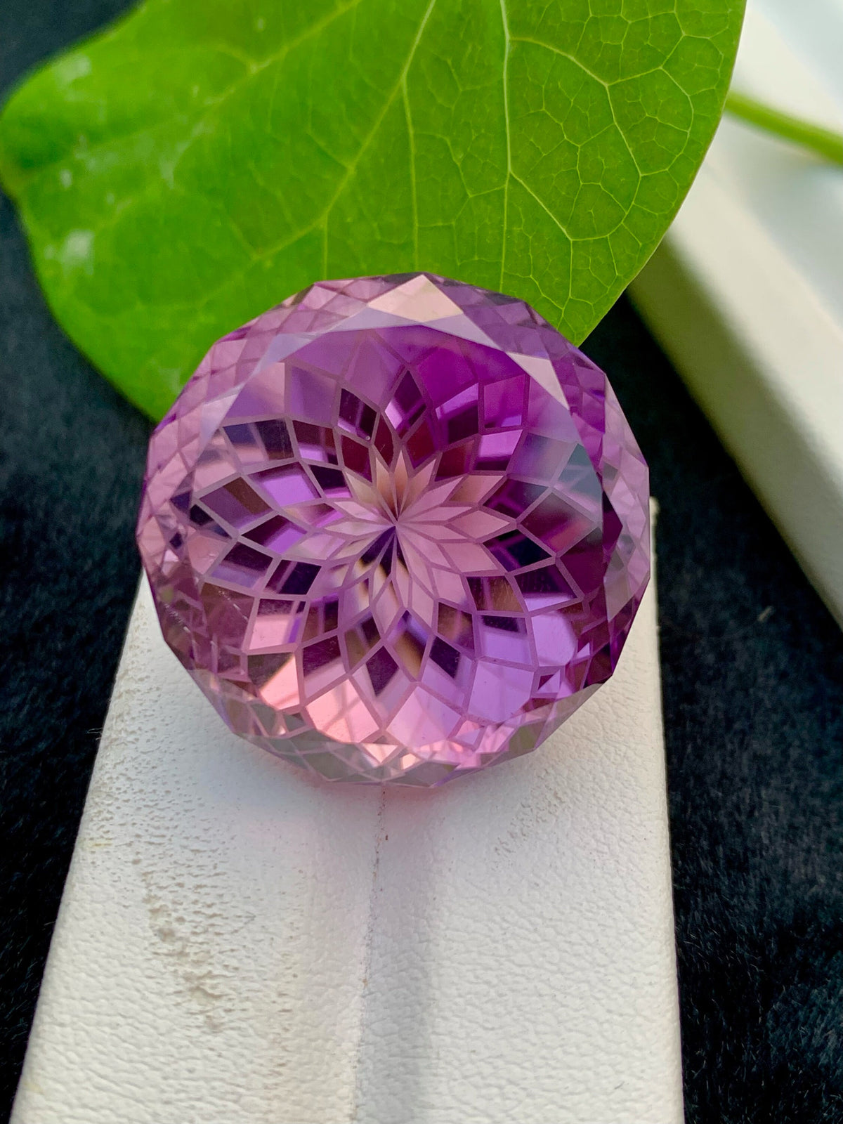 83.65 CT Purple Pink Amethyst Gemstone: Precision Flower Cut, February Birthstone