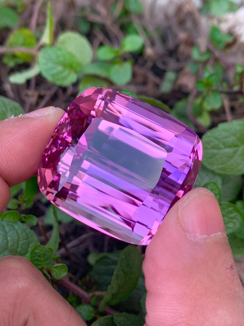 Peach Pink Kunzite Gemstone: 180.45 CT Cushion Cut, Flawless