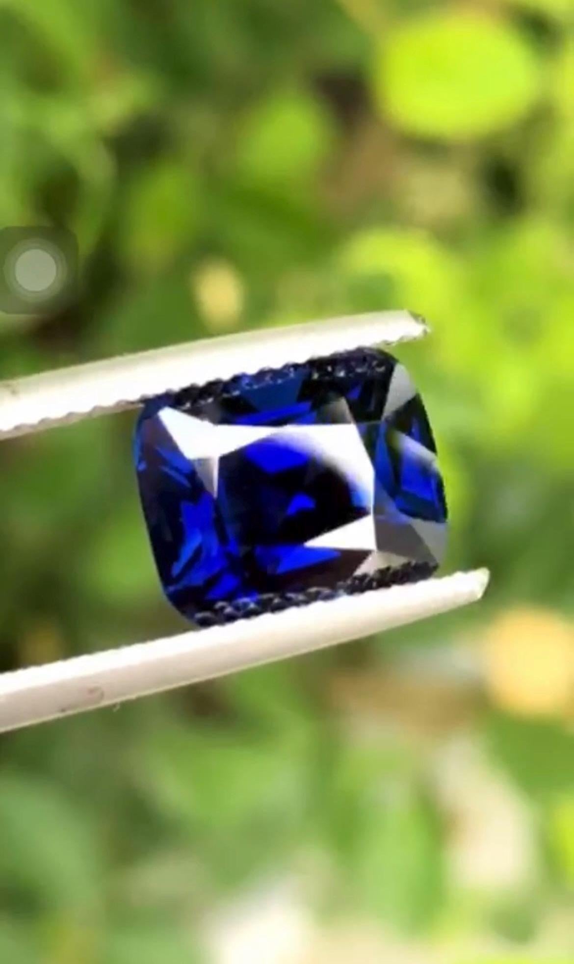 Royal Blue Sapphire 5.00 Carat Rectangular Cushion Fancy Cut- No Heat Loose Gemstone