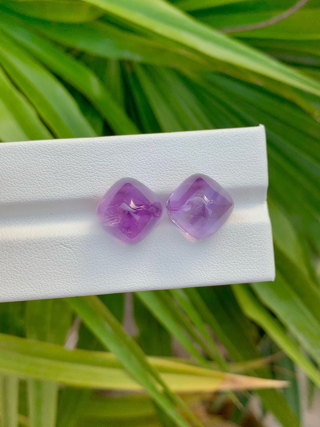 Amethyst Cabochon Pair: Deep Purple Sugarloaf Gemstones, 20.55 Carat