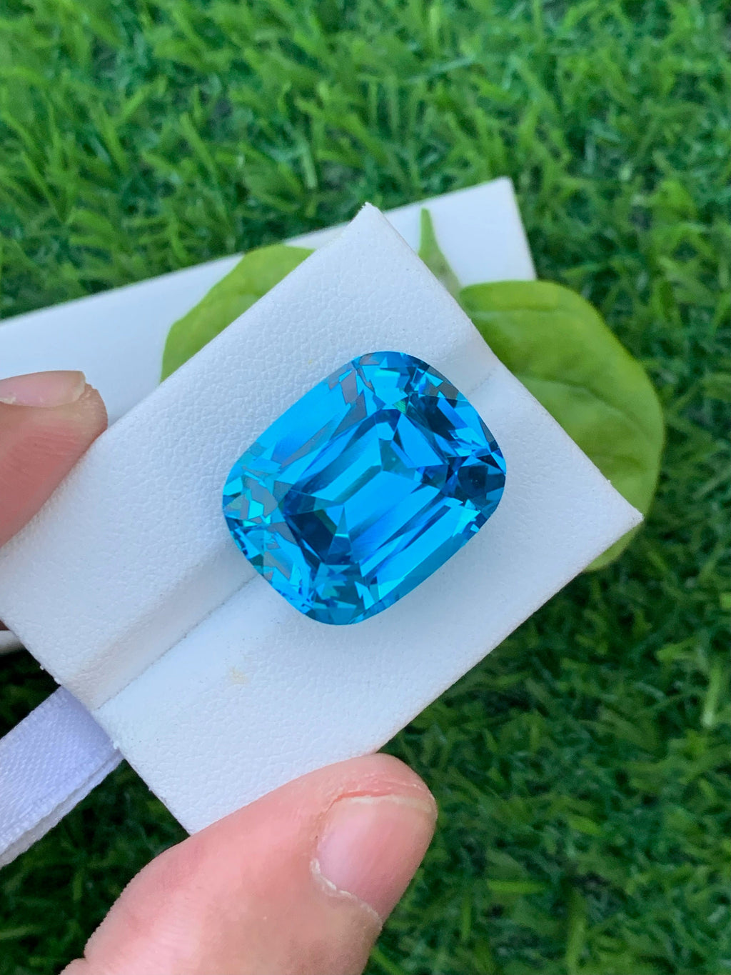 Electric Blue Topaz Gemstone: 35.65 CT Cushion Cut Swiss Topaz