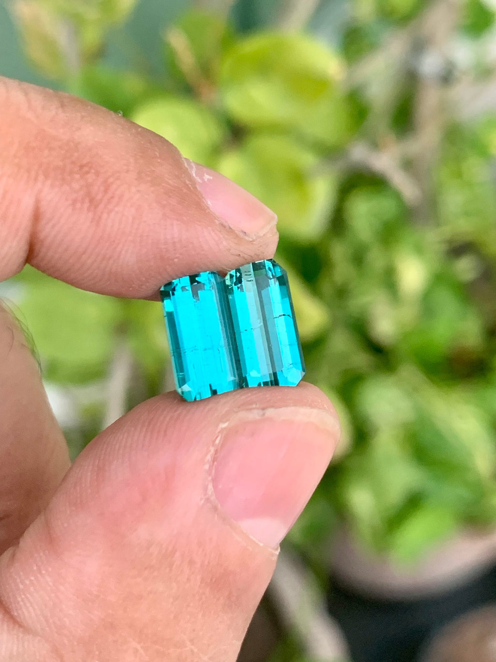 Blue Lagoon Tourmaline Pair: Faceted Emerald Cut, October Birthstone